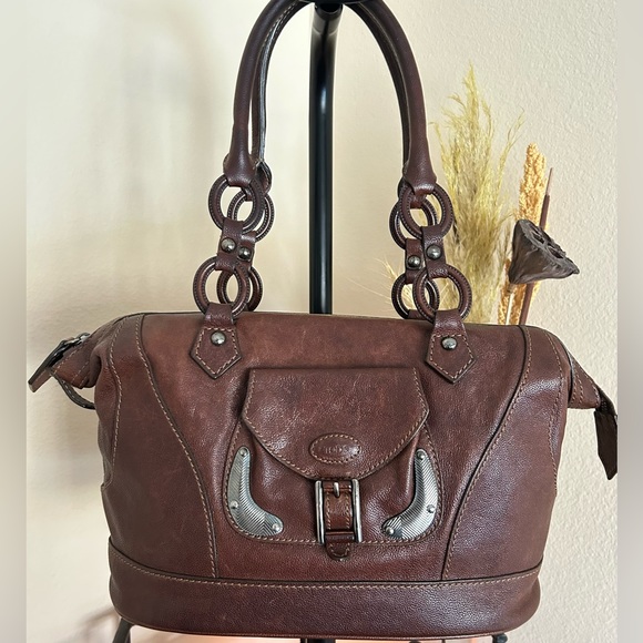 TOD’S Textured Leather Satchel w/dust bag - Picture 3 of 17